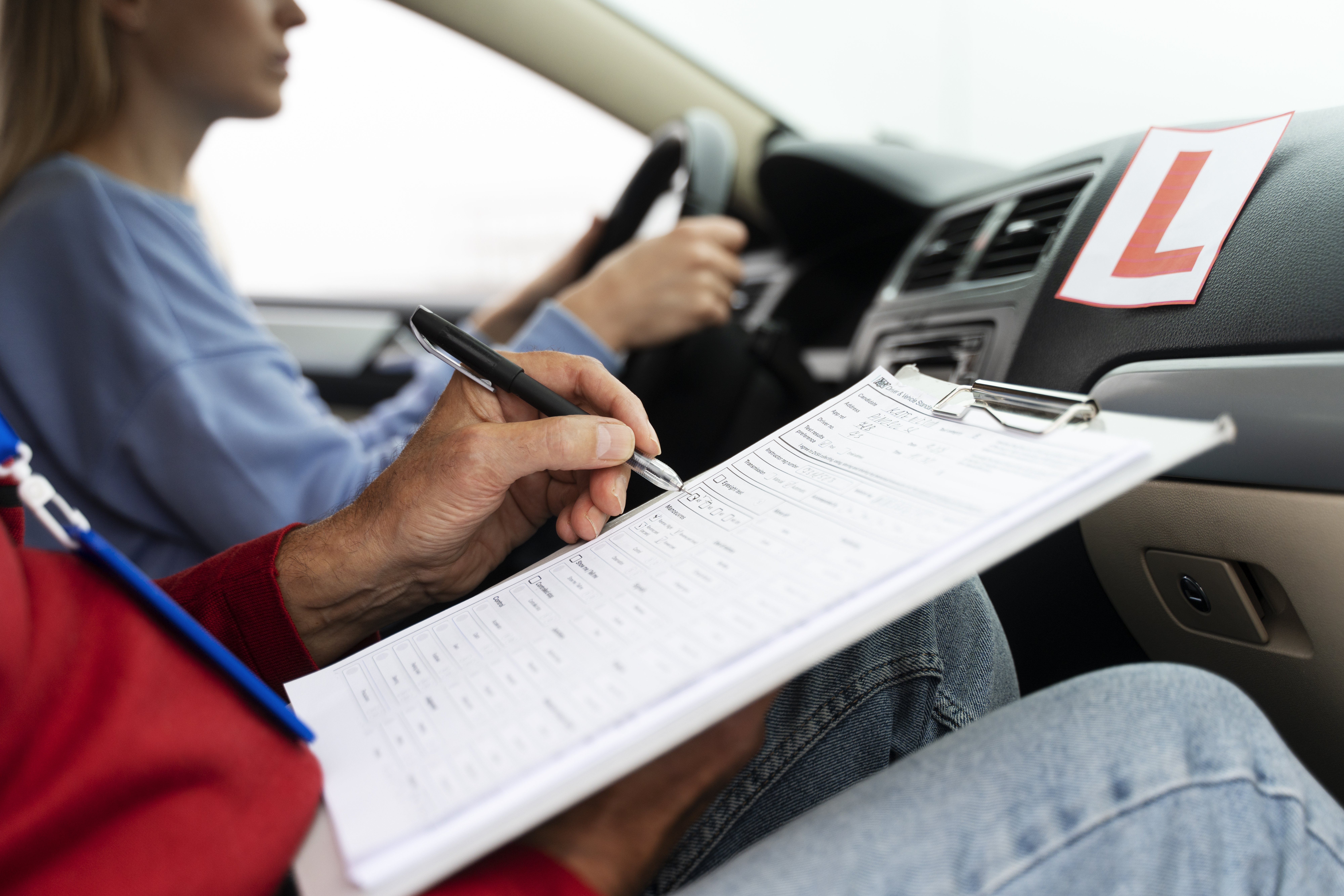 Learner driver during a driving lesson